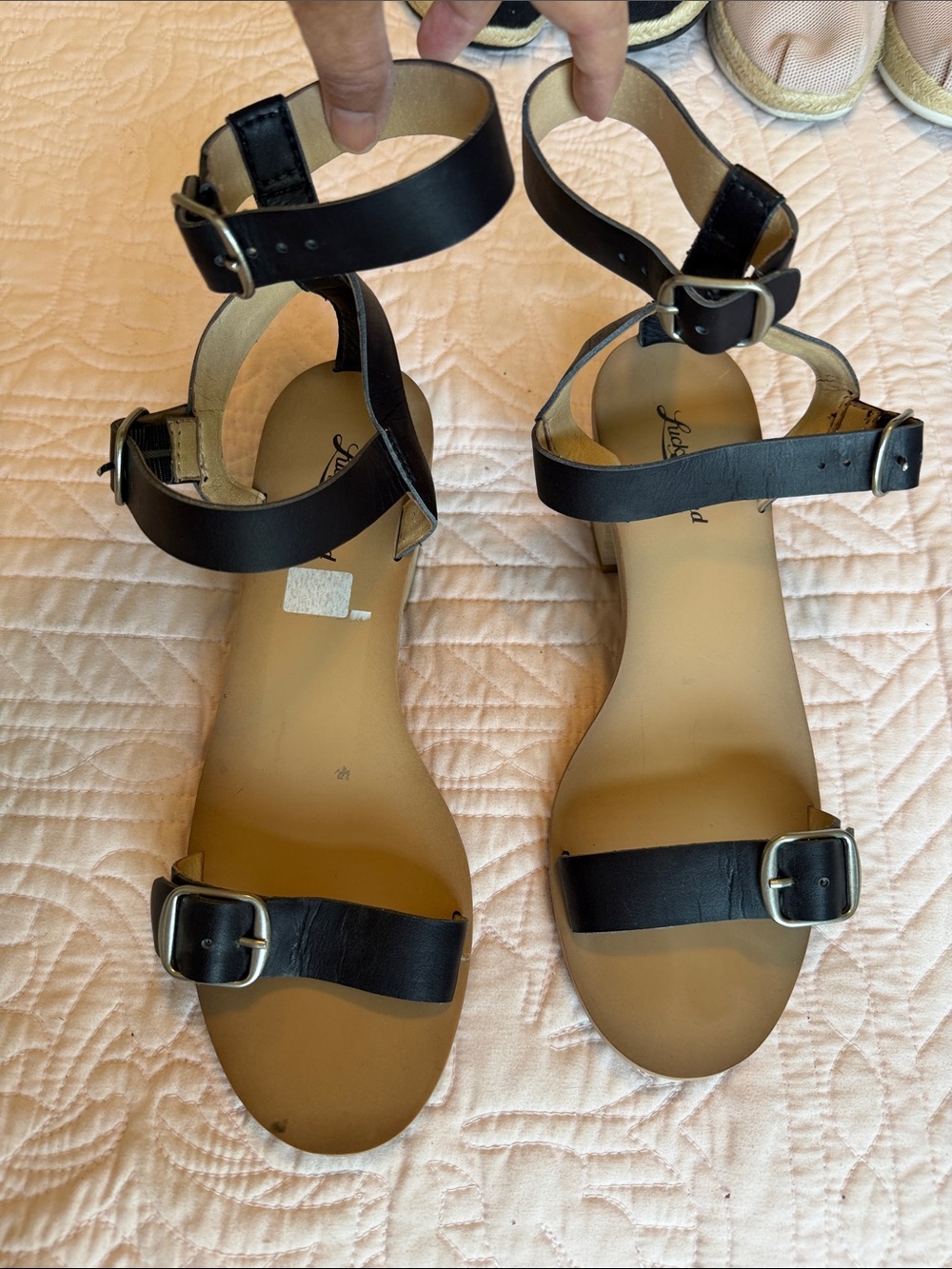 Lucky Brand Black Ankle Strap Buckle Sandals